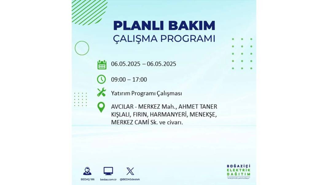 KARANLIĞA GÖMÜLECEKLER: 6 Mayıs Salı İstanbul elektrik kesintisi. BEDAŞ o ilçeleri teker teker uyardı 27