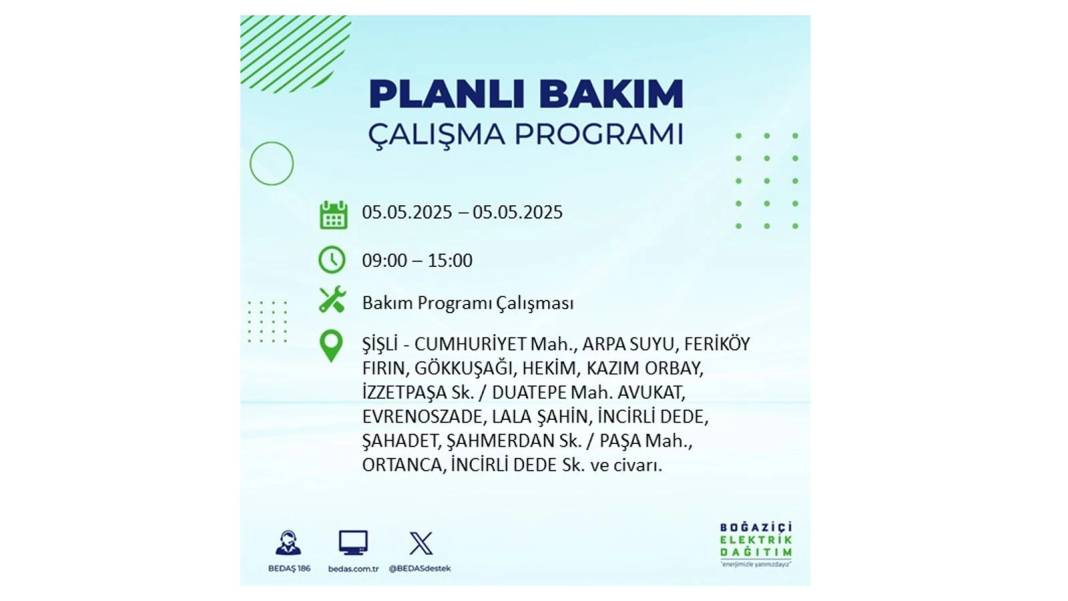 BÜYÜK ELEKTRİK KESİNTİSİ YAŞANACAK: BEDAŞ 5 Mayıs Pazartesi elektrik kesintisi yaşayacak ilçeleri sıraladı! 4