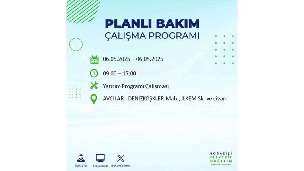 KARANLIĞA GÖMÜLECEKLER: 6 Mayıs Salı İstanbul elektrik kesintisi. BEDAŞ o ilçeleri teker teker uyardı 24