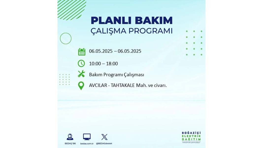 KARANLIĞA GÖMÜLECEKLER: 6 Mayıs Salı İstanbul elektrik kesintisi. BEDAŞ o ilçeleri teker teker uyardı 20