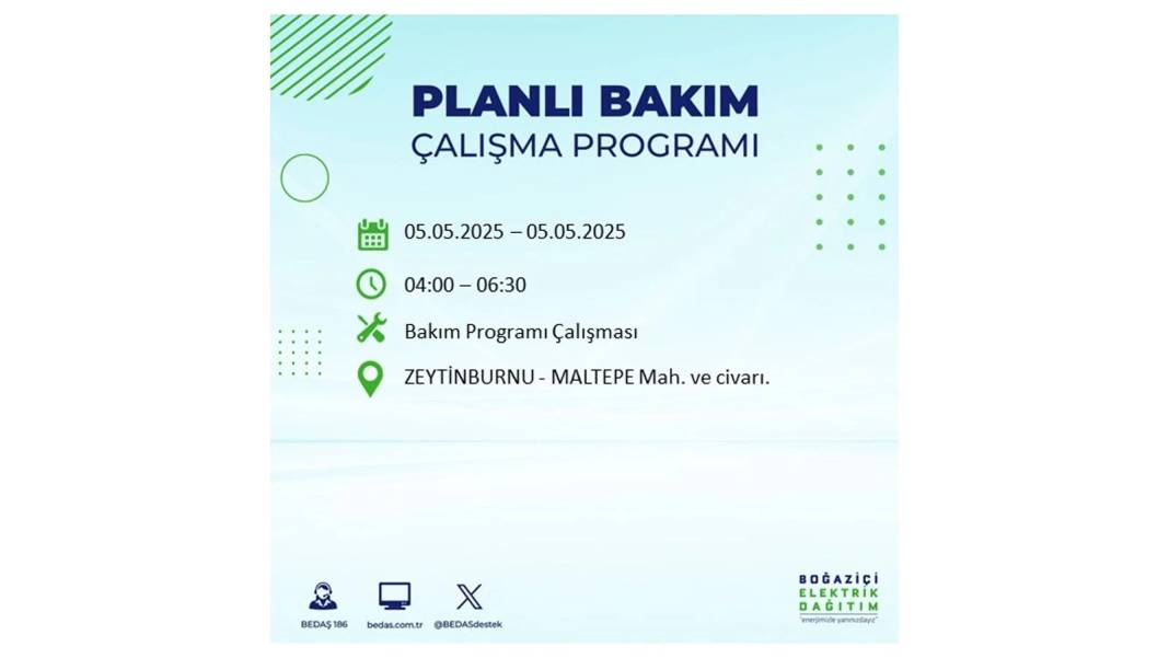 BÜYÜK ELEKTRİK KESİNTİSİ YAŞANACAK: BEDAŞ 5 Mayıs Pazartesi elektrik kesintisi yaşayacak ilçeleri sıraladı! 3