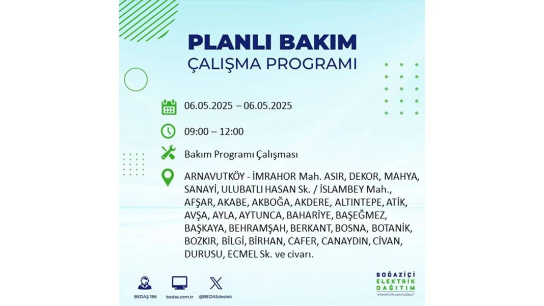 KARANLIĞA GÖMÜLECEKLER: 6 Mayıs Salı İstanbul elektrik kesintisi. BEDAŞ o ilçeleri teker teker uyardı 18