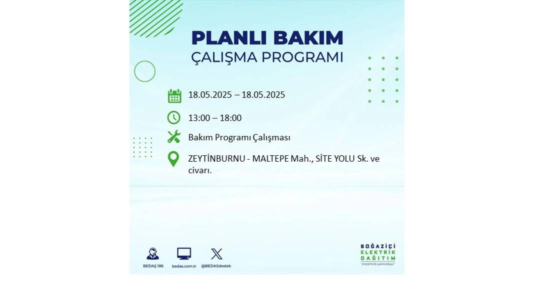 PAZAR GÜNÜ O İLÇELERDE ELEKTRİK OLMAYACAK: BEDAŞ 18 Mayıs Pazar günü elektrik kesintisi yaşayacak ilçeleri sıraladı! 2
