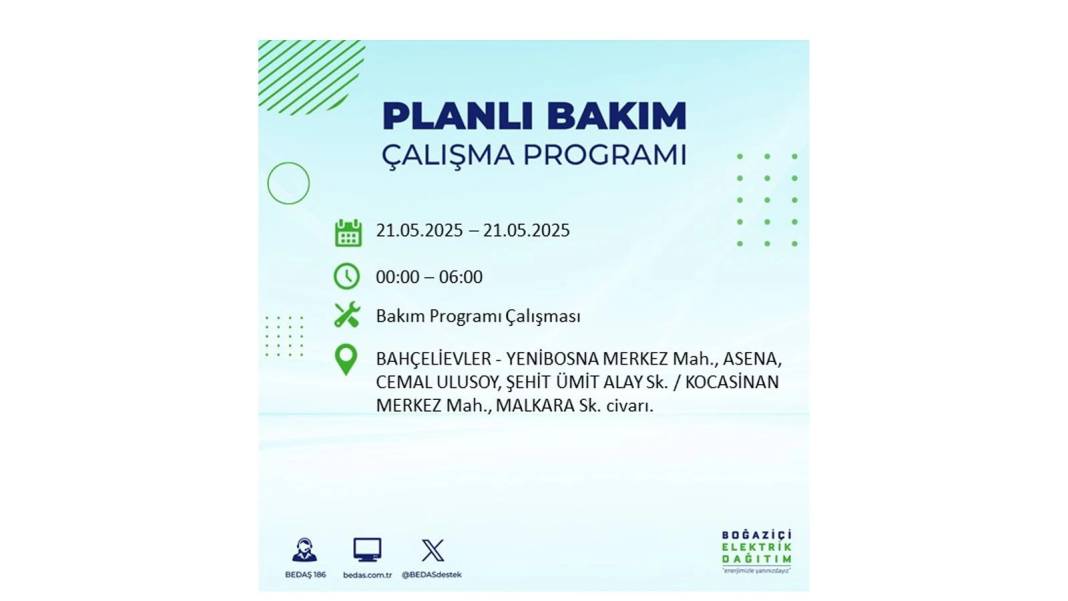 KARANLIĞA GÖMÜLECEKLER: 21 Mayıs Çarşamba İstanbul elektrik kesintisi. BEDAŞ elektrik kesintisi yaşayacakları sıraladı! 51