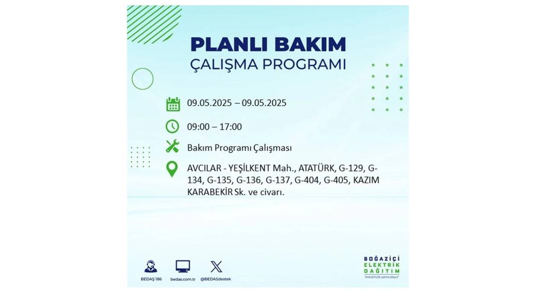O İLÇELER KARANLIĞA GÖMÜLECEK: 9 Mayıs Cuma elektrik kesintisi yaşayacak ilçeler belli oldu. BEDAŞ'tan uyarı geldi! 89