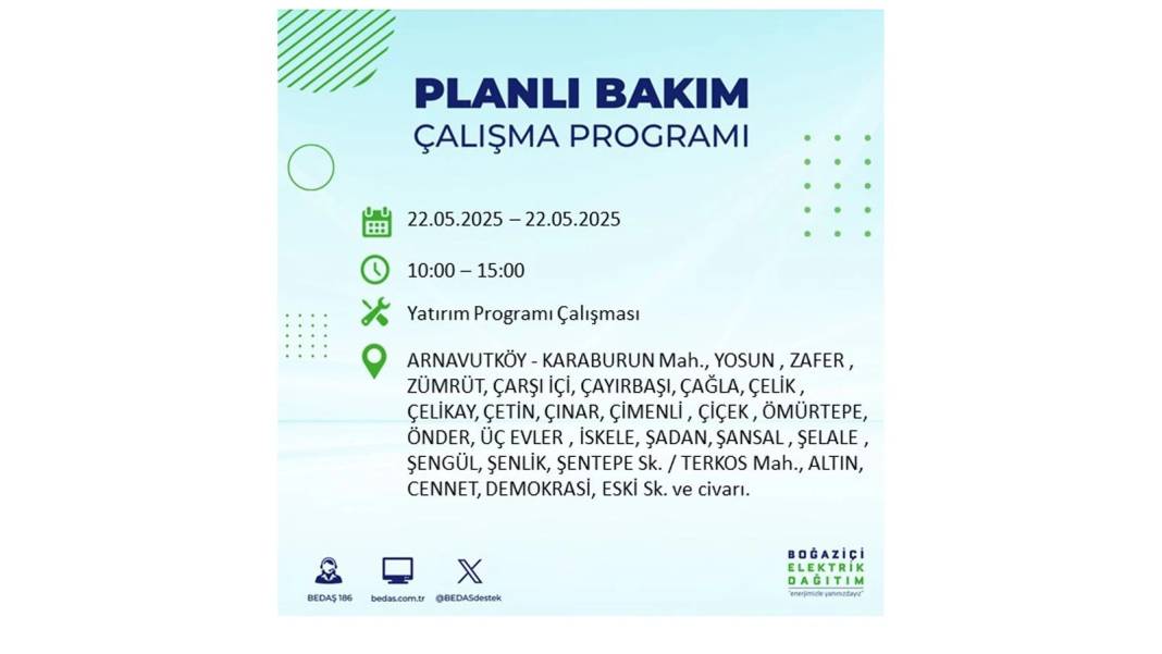 BÜYÜK KESİNTİ YAŞANACAK: 22 Mayıs Perşembe İstanbul elektrik kesintisi. BEDAŞ elektrik kesintisi yaşayacak ilçeleri sıraladı 56