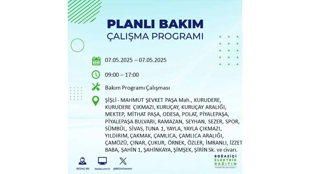 BÜYÜK ELEKTRİK KESİNTİSİ YAŞANACAK: BEDAŞ 7 Mayıs Çarşamba günü elektrik kesintisi yaşayacak ilçeleri sıraladı! 77