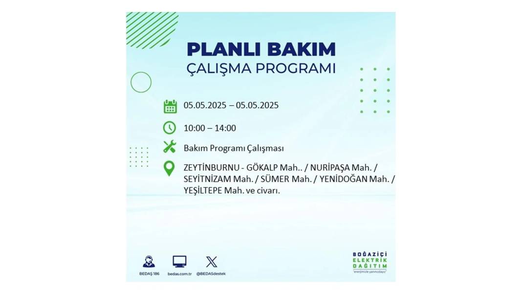 BÜYÜK ELEKTRİK KESİNTİSİ YAŞANACAK: BEDAŞ 5 Mayıs Pazartesi elektrik kesintisi yaşayacak ilçeleri sıraladı! 1