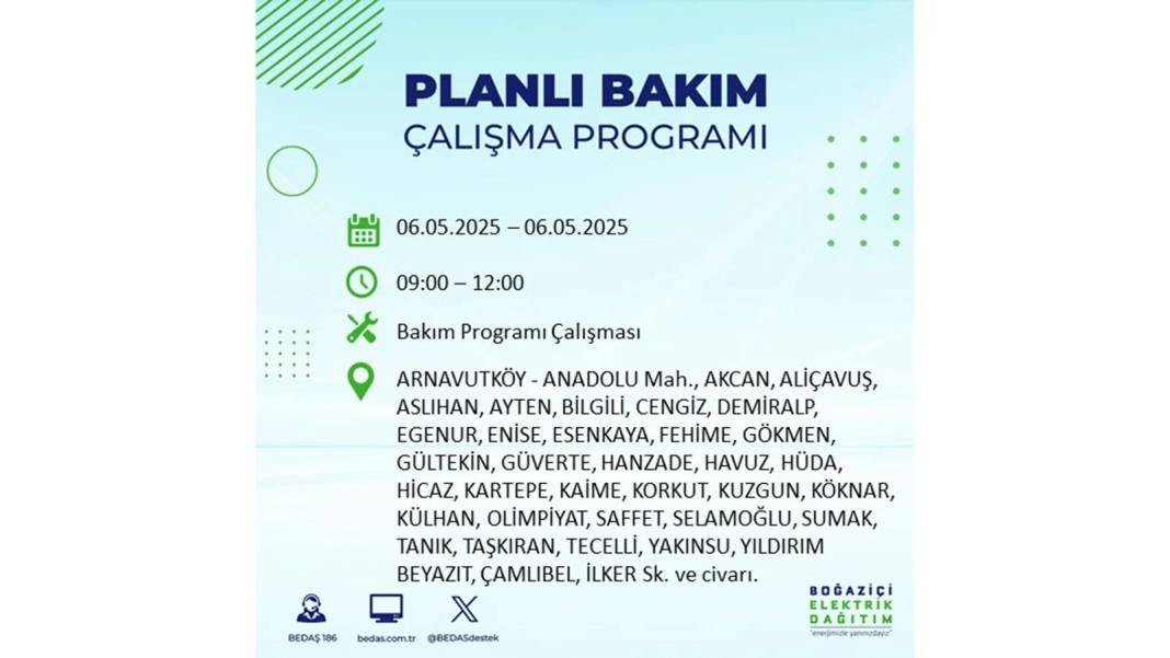 KARANLIĞA GÖMÜLECEKLER: 6 Mayıs Salı İstanbul elektrik kesintisi. BEDAŞ o ilçeleri teker teker uyardı 15