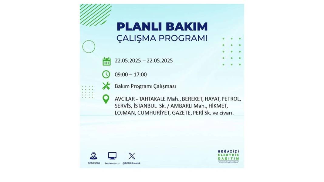 BÜYÜK KESİNTİ YAŞANACAK: 22 Mayıs Perşembe İstanbul elektrik kesintisi. BEDAŞ elektrik kesintisi yaşayacak ilçeleri sıraladı 58