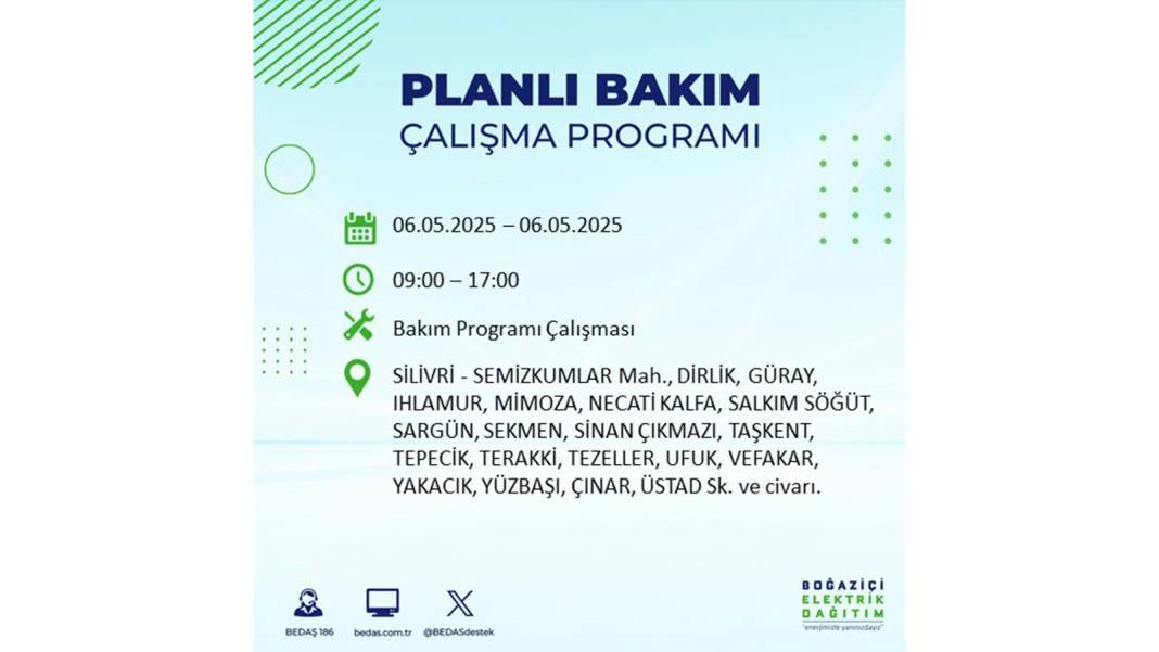 KARANLIĞA GÖMÜLECEKLER: 6 Mayıs Salı İstanbul elektrik kesintisi. BEDAŞ o ilçeleri teker teker uyardı 116