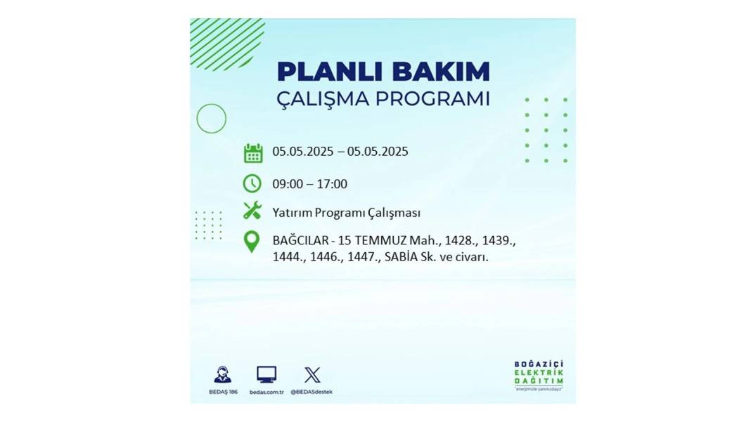 BÜYÜK ELEKTRİK KESİNTİSİ YAŞANACAK: BEDAŞ 5 Mayıs Pazartesi elektrik kesintisi yaşayacak ilçeleri sıraladı! 95