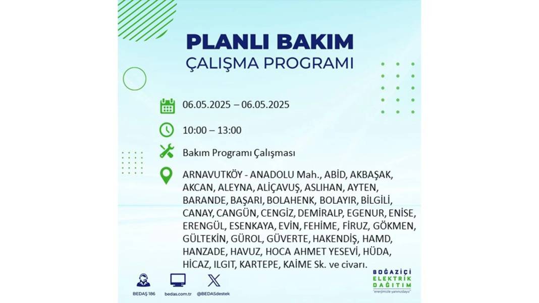 KARANLIĞA GÖMÜLECEKLER: 6 Mayıs Salı İstanbul elektrik kesintisi. BEDAŞ o ilçeleri teker teker uyardı 8