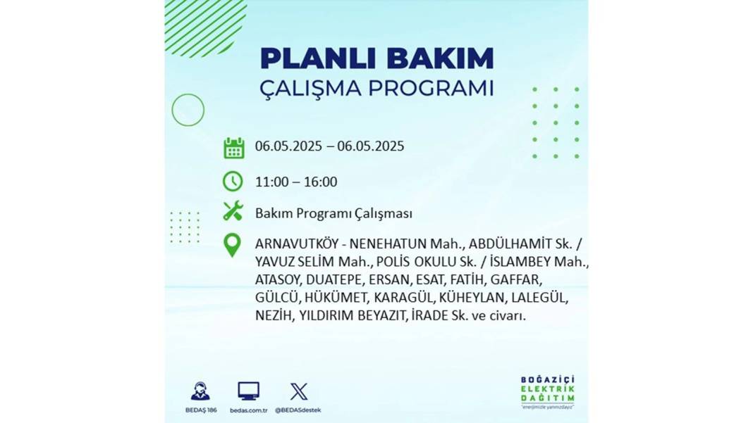 KARANLIĞA GÖMÜLECEKLER: 6 Mayıs Salı İstanbul elektrik kesintisi. BEDAŞ o ilçeleri teker teker uyardı 7