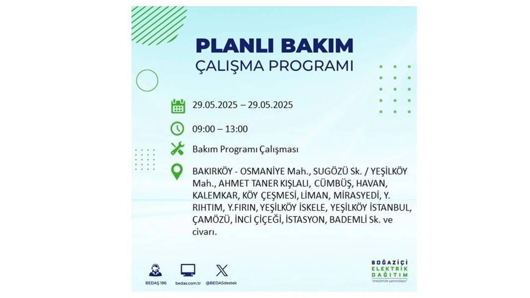 BÜYÜK ELEKTRİK KESİNTİSİ YAŞANACAK: BEDAŞ 29 Mayıs elektrik kesintisi yaşayacak ilçeleri sıraladı! 57