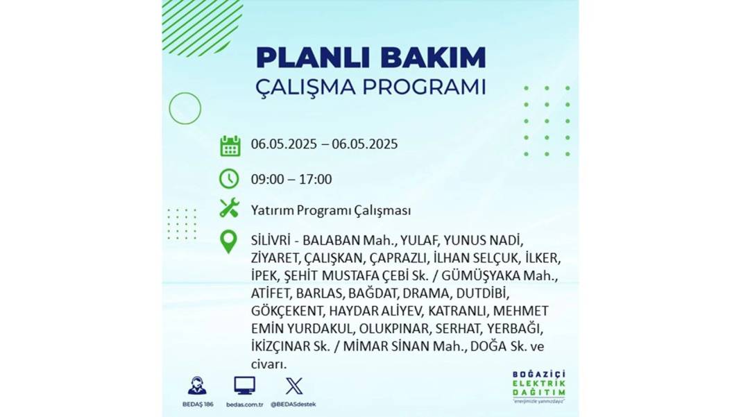 KARANLIĞA GÖMÜLECEKLER: 6 Mayıs Salı İstanbul elektrik kesintisi. BEDAŞ o ilçeleri teker teker uyardı 114