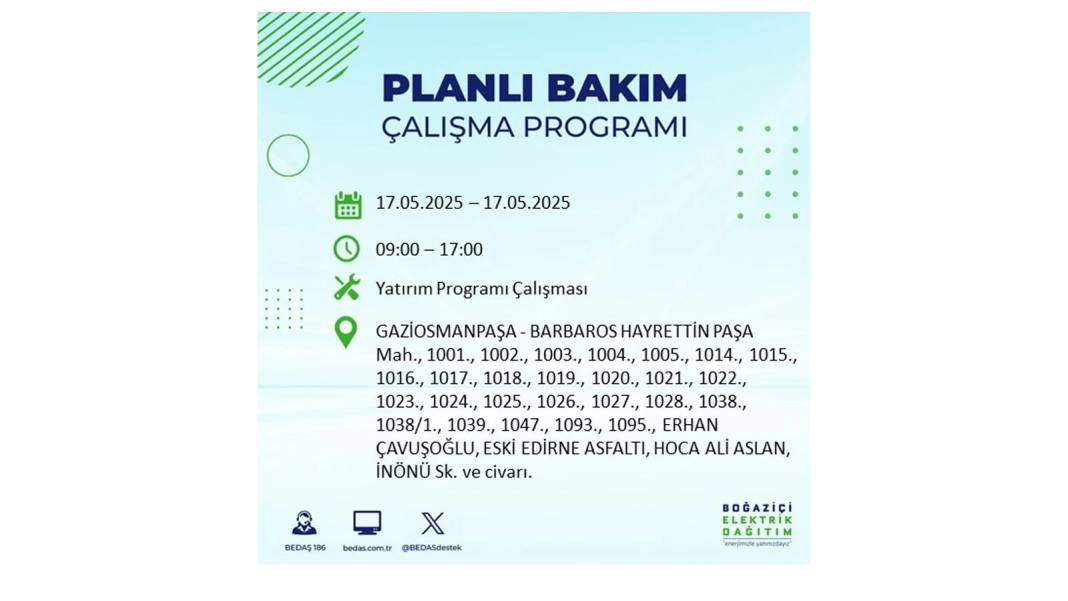O İLÇELER KARANLIĞA BÜRÜNECEK: 17 Mayıs Cumartesi İstanbul elektrik kesintisi. BEDAŞ o ilçeleri uyardı! 5