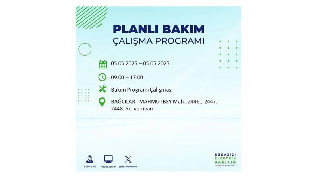 BÜYÜK ELEKTRİK KESİNTİSİ YAŞANACAK: BEDAŞ 5 Mayıs Pazartesi elektrik kesintisi yaşayacak ilçeleri sıraladı! 96