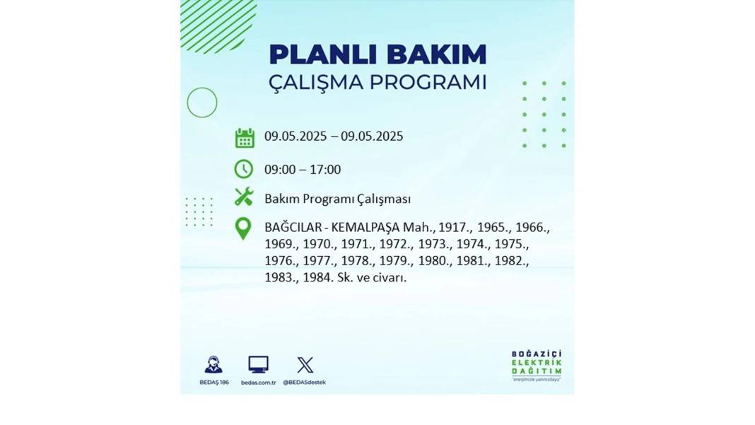 O İLÇELER KARANLIĞA GÖMÜLECEK: 9 Mayıs Cuma elektrik kesintisi yaşayacak ilçeler belli oldu. BEDAŞ'tan uyarı geldi! 85