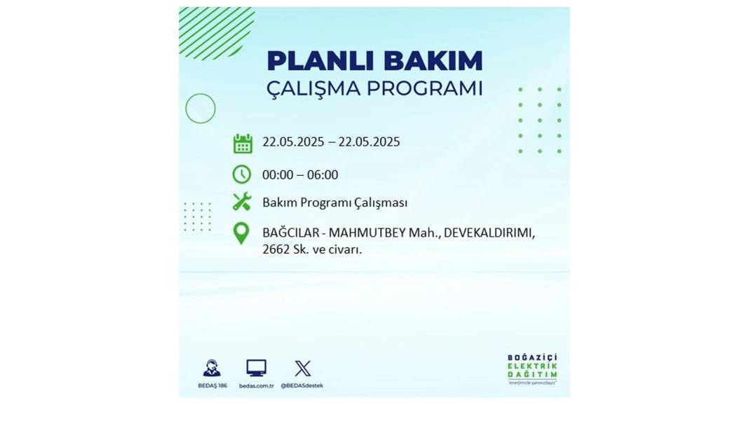 BÜYÜK KESİNTİ YAŞANACAK: 22 Mayıs Perşembe İstanbul elektrik kesintisi. BEDAŞ elektrik kesintisi yaşayacak ilçeleri sıraladı 57