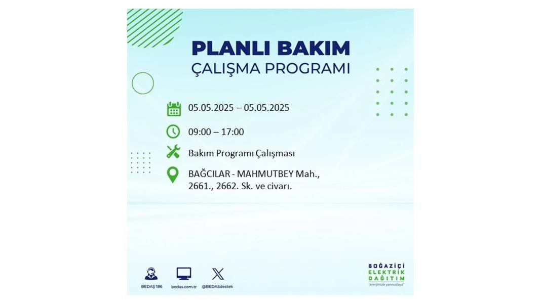 BÜYÜK ELEKTRİK KESİNTİSİ YAŞANACAK: BEDAŞ 5 Mayıs Pazartesi elektrik kesintisi yaşayacak ilçeleri sıraladı! 94