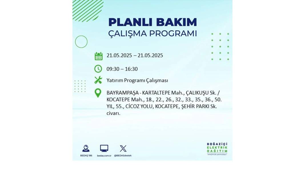 KARANLIĞA GÖMÜLECEKLER: 21 Mayıs Çarşamba İstanbul elektrik kesintisi. BEDAŞ elektrik kesintisi yaşayacakları sıraladı! 44