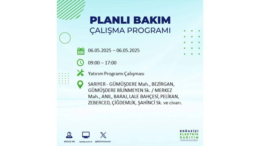 KARANLIĞA GÖMÜLECEKLER: 6 Mayıs Salı İstanbul elektrik kesintisi. BEDAŞ o ilçeleri teker teker uyardı 110