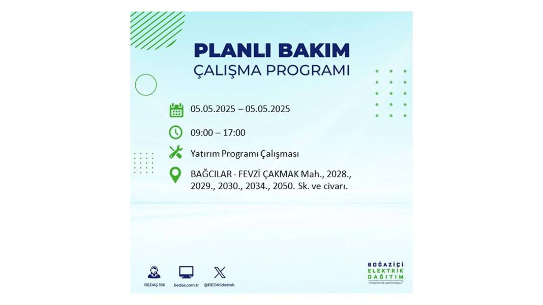 BÜYÜK ELEKTRİK KESİNTİSİ YAŞANACAK: BEDAŞ 5 Mayıs Pazartesi elektrik kesintisi yaşayacak ilçeleri sıraladı! 91