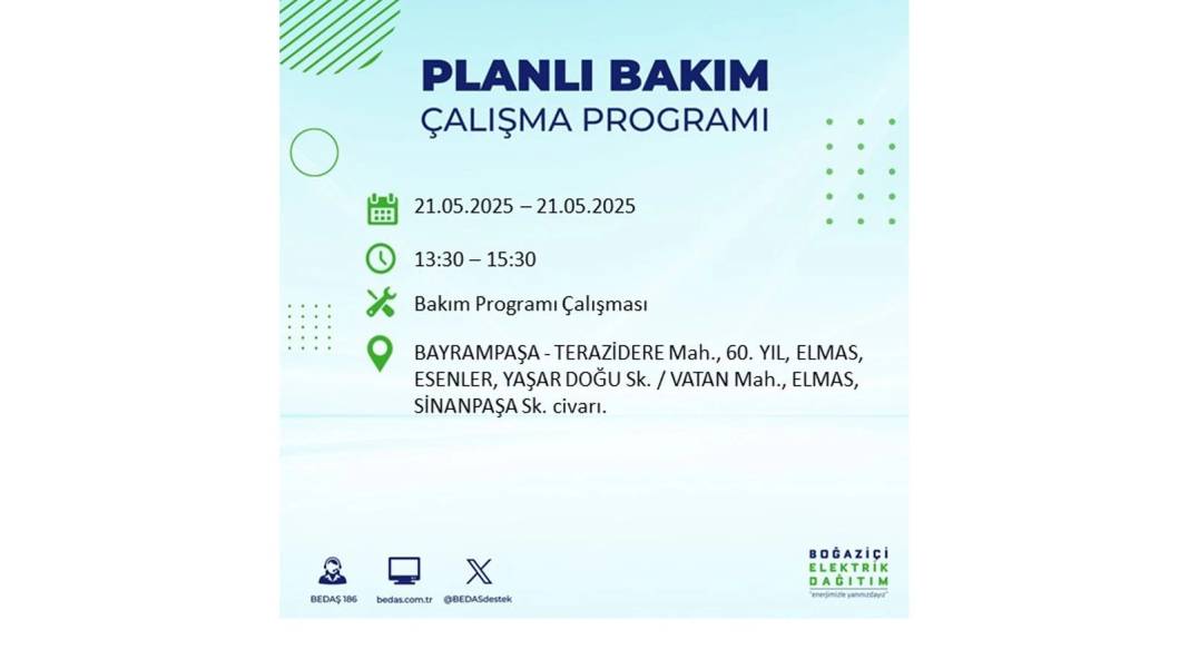 KARANLIĞA GÖMÜLECEKLER: 21 Mayıs Çarşamba İstanbul elektrik kesintisi. BEDAŞ elektrik kesintisi yaşayacakları sıraladı! 48