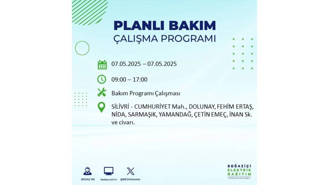BÜYÜK ELEKTRİK KESİNTİSİ YAŞANACAK: BEDAŞ 7 Mayıs Çarşamba günü elektrik kesintisi yaşayacak ilçeleri sıraladı! 70