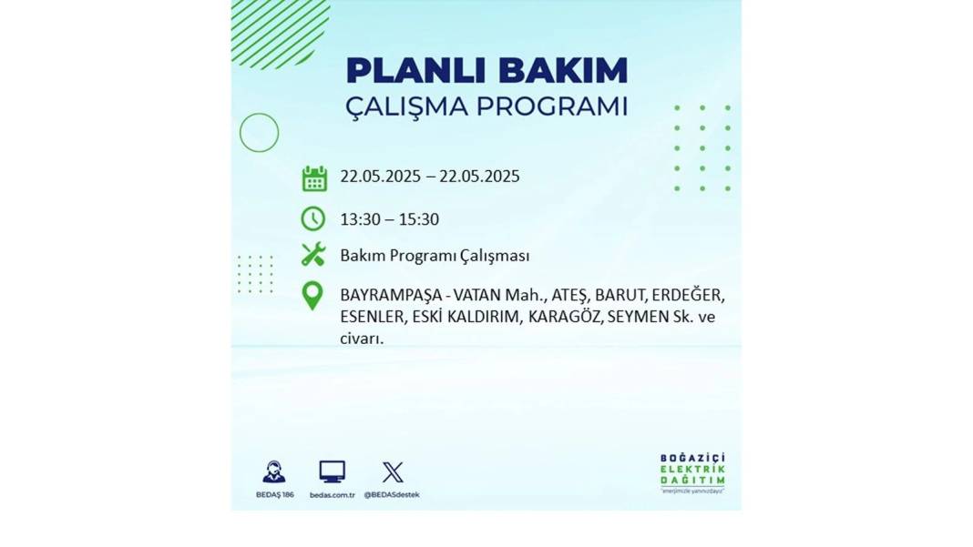 BÜYÜK KESİNTİ YAŞANACAK: 22 Mayıs Perşembe İstanbul elektrik kesintisi. BEDAŞ elektrik kesintisi yaşayacak ilçeleri sıraladı 54