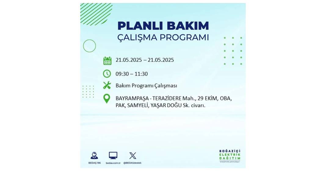 KARANLIĞA GÖMÜLECEKLER: 21 Mayıs Çarşamba İstanbul elektrik kesintisi. BEDAŞ elektrik kesintisi yaşayacakları sıraladı! 47