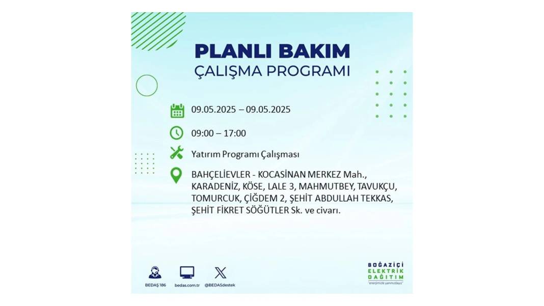 O İLÇELER KARANLIĞA GÖMÜLECEK: 9 Mayıs Cuma elektrik kesintisi yaşayacak ilçeler belli oldu. BEDAŞ'tan uyarı geldi! 82