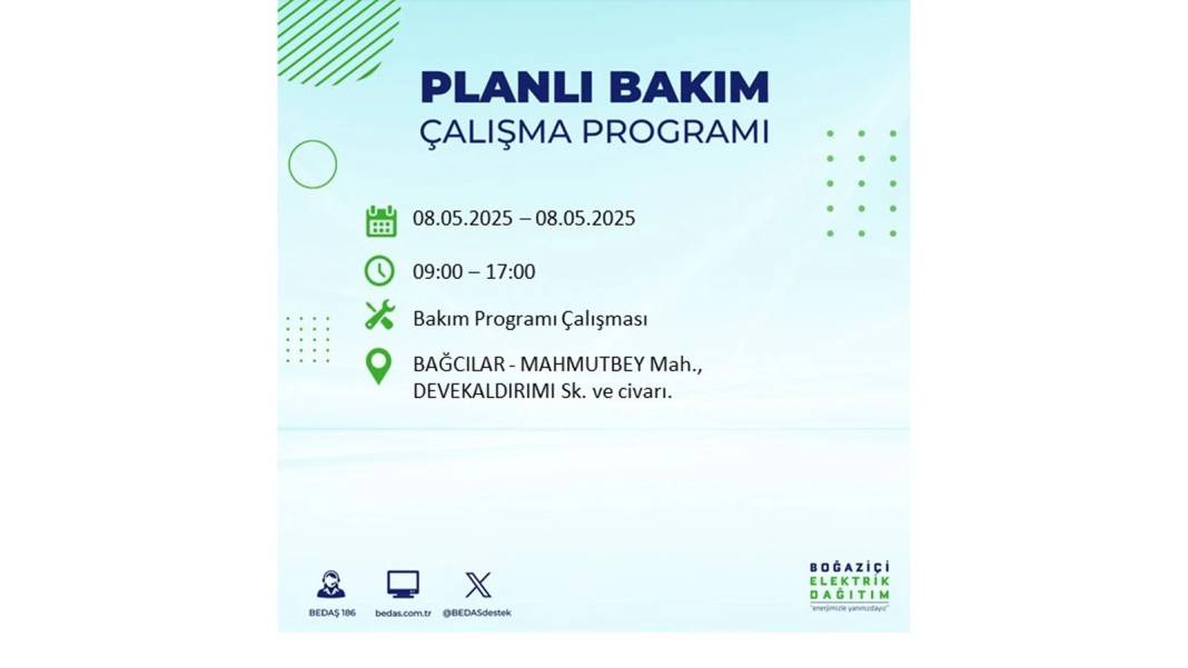 BÜYÜK ELEKTRİK KESİNTİSİ YAŞANACAK: 8 Mayıs Perşembe İstanbul elektrik kesintisi. BEDAŞ o ilçeleri uyardı! 81