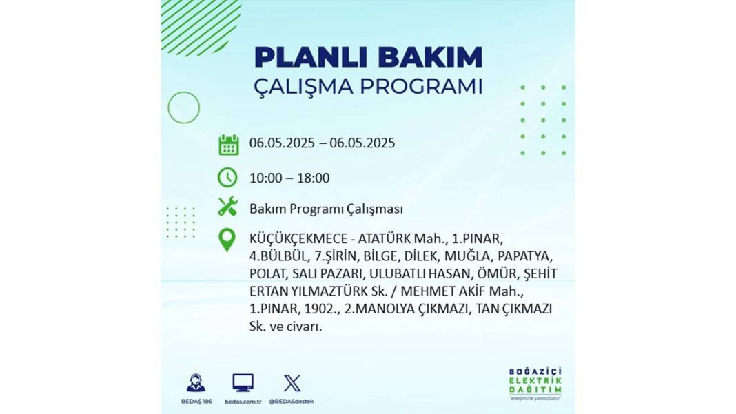 KARANLIĞA GÖMÜLECEKLER: 6 Mayıs Salı İstanbul elektrik kesintisi. BEDAŞ o ilçeleri teker teker uyardı 109
