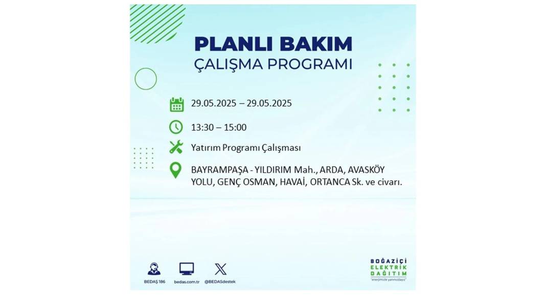 BÜYÜK ELEKTRİK KESİNTİSİ YAŞANACAK: BEDAŞ 29 Mayıs elektrik kesintisi yaşayacak ilçeleri sıraladı! 51