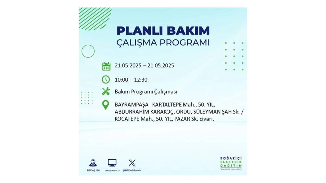 KARANLIĞA GÖMÜLECEKLER: 21 Mayıs Çarşamba İstanbul elektrik kesintisi. BEDAŞ elektrik kesintisi yaşayacakları sıraladı! 46