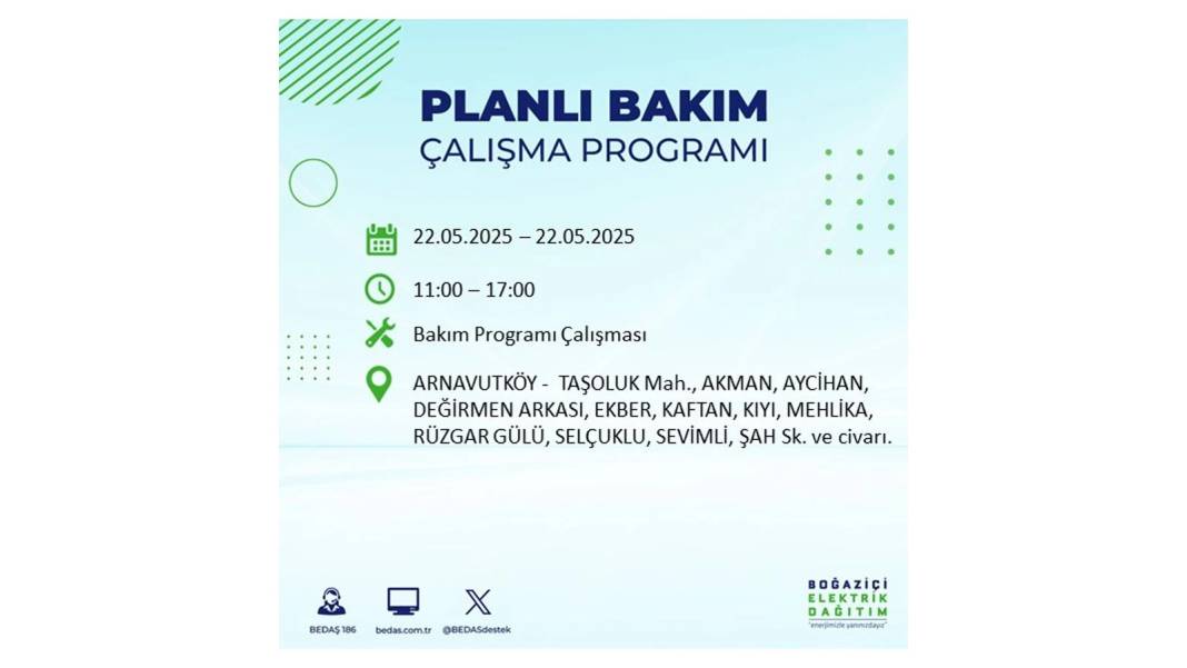 BÜYÜK KESİNTİ YAŞANACAK: 22 Mayıs Perşembe İstanbul elektrik kesintisi. BEDAŞ elektrik kesintisi yaşayacak ilçeleri sıraladı 67