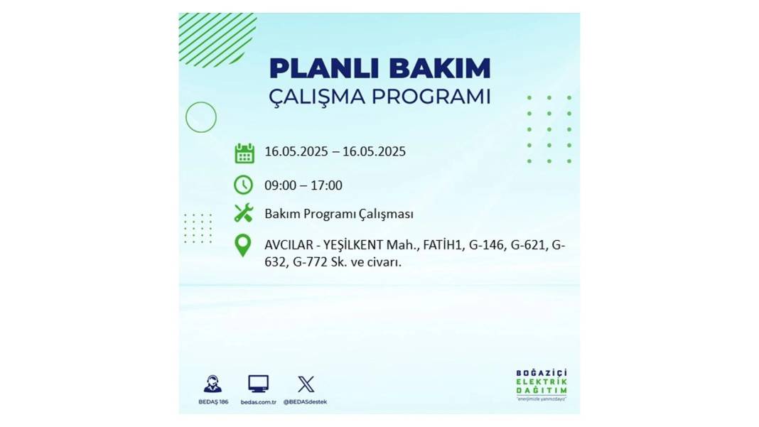 KARANLIĞA HAPSOLACAKLAR: 16 Mayıs Cuma İstanbul elektrik kesintisi. BEDAŞ elektrik kesintisi yaşayacak ilçeleri sıraladı! 87
