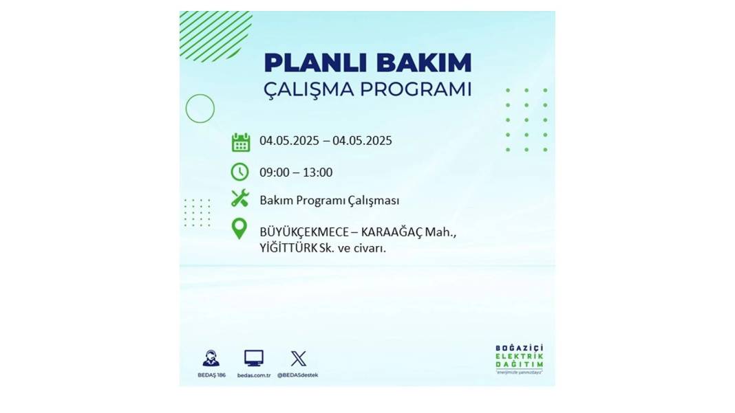 PAZAR GÜNÜ O İLÇELER KARANLIĞA GÖMÜLECEK: BEDAŞ 4 Mayıs Pazar günü elektrik kesintisi yaşayacak ilçeleri sıraladı! 4