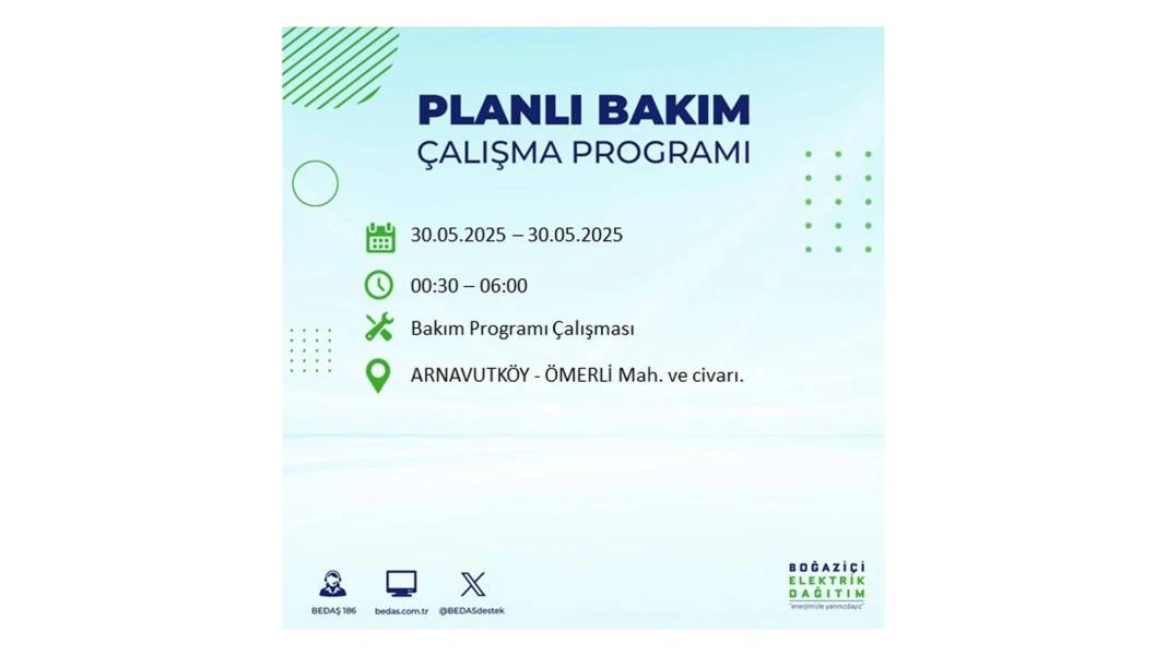 ELEKTRİKLER SAATLERCE OLMAYACAK: BEDAŞ 30 Mayıs Cuma günü elektrik kesintisi yaşayacak ilçeleri sıraladı 68