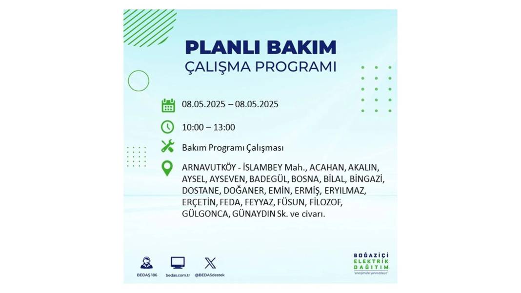 BÜYÜK ELEKTRİK KESİNTİSİ YAŞANACAK: 8 Mayıs Perşembe İstanbul elektrik kesintisi. BEDAŞ o ilçeleri uyardı! 95