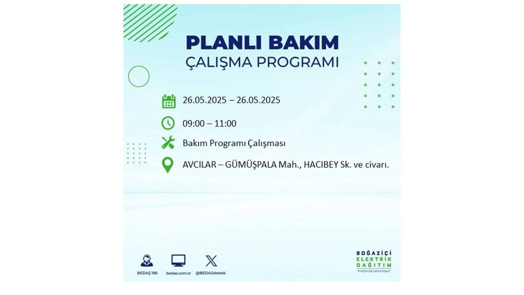 BÜYÜK ELEKTRİK KESİNTİSİ YAŞANACAK: BEDAŞ 26 Mayıs Pazartesi günü elektrik kesintisi yaşayacak ilçeleri sıraladı! 66