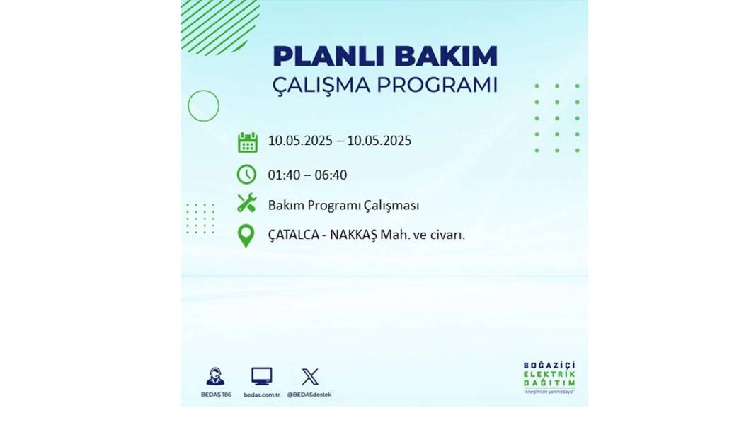 SAATLERCE ELEKTRİK OLMAYACAK: BEDAŞ 10 Mayıs Cumartesi günü elektrik kesintisi yaşayacak ilçeleri sıraladı 17