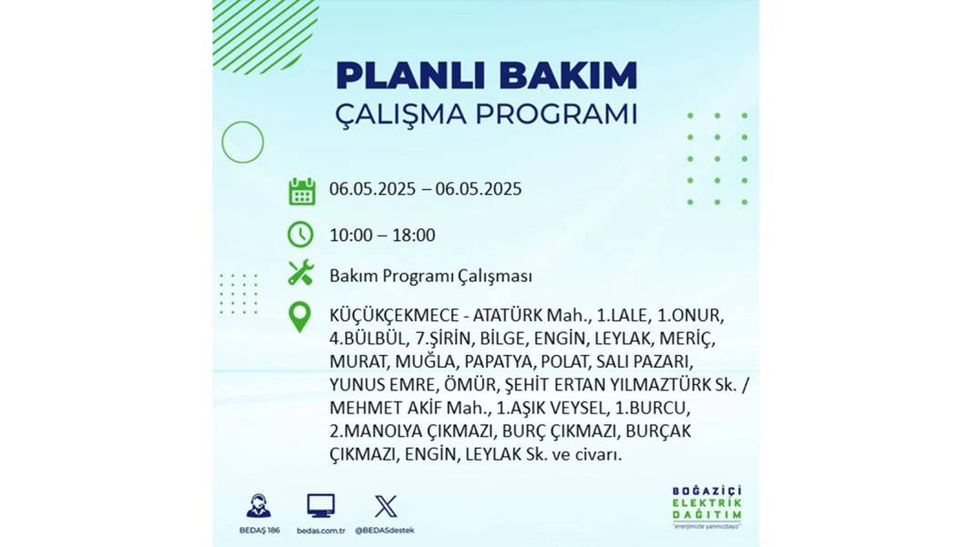 KARANLIĞA GÖMÜLECEKLER: 6 Mayıs Salı İstanbul elektrik kesintisi. BEDAŞ o ilçeleri teker teker uyardı 108