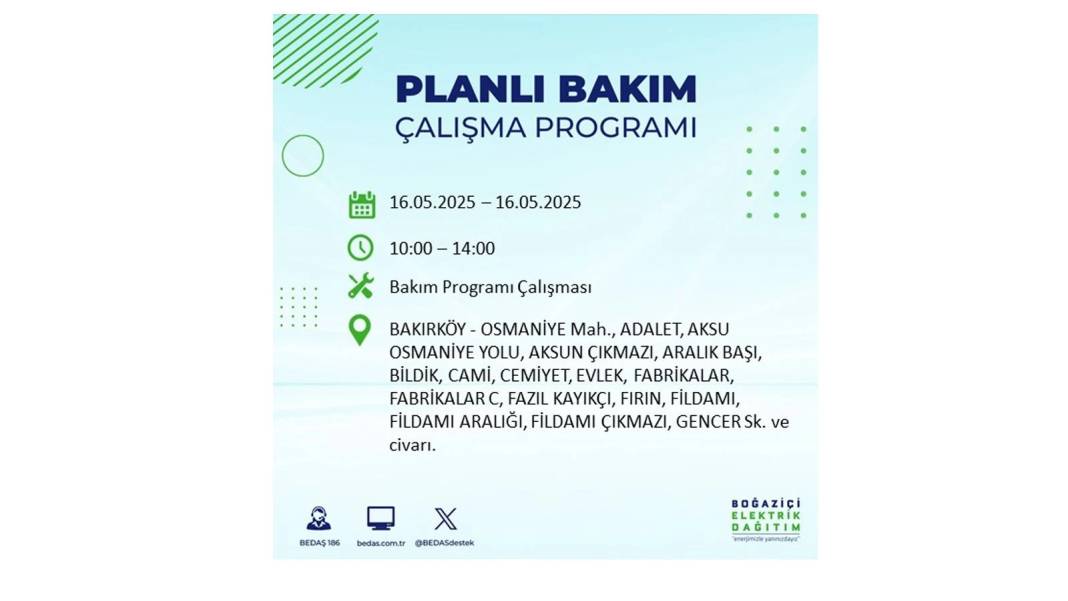 KARANLIĞA HAPSOLACAKLAR: 16 Mayıs Cuma İstanbul elektrik kesintisi. BEDAŞ elektrik kesintisi yaşayacak ilçeleri sıraladı! 69