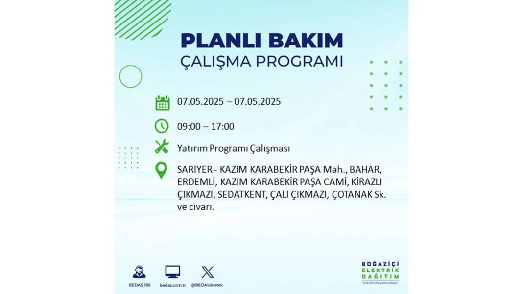 BÜYÜK ELEKTRİK KESİNTİSİ YAŞANACAK: BEDAŞ 7 Mayıs Çarşamba günü elektrik kesintisi yaşayacak ilçeleri sıraladı! 68