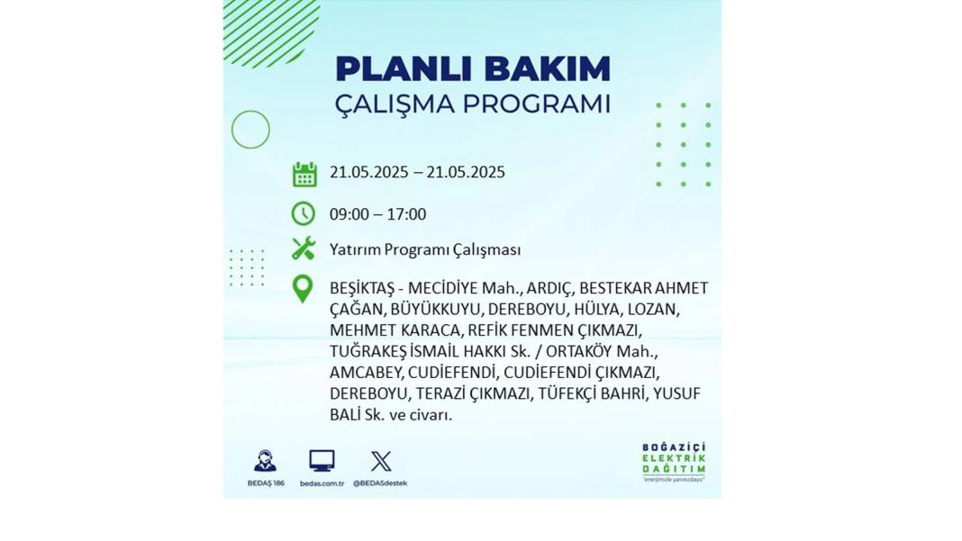 KARANLIĞA GÖMÜLECEKLER: 21 Mayıs Çarşamba İstanbul elektrik kesintisi. BEDAŞ elektrik kesintisi yaşayacakları sıraladı! 40