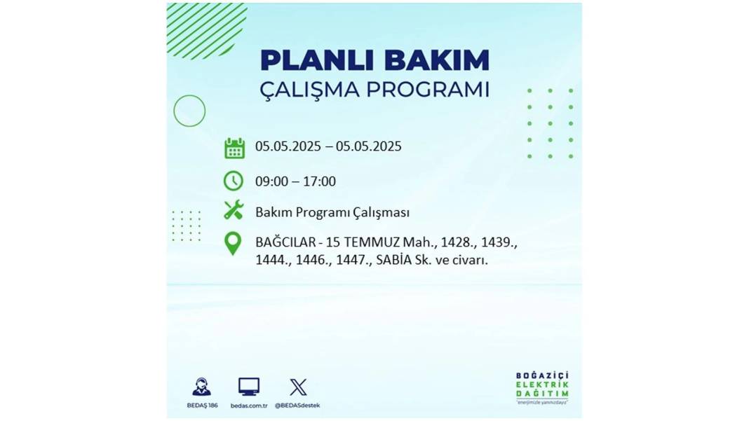 BÜYÜK ELEKTRİK KESİNTİSİ YAŞANACAK: BEDAŞ 5 Mayıs Pazartesi elektrik kesintisi yaşayacak ilçeleri sıraladı! 89