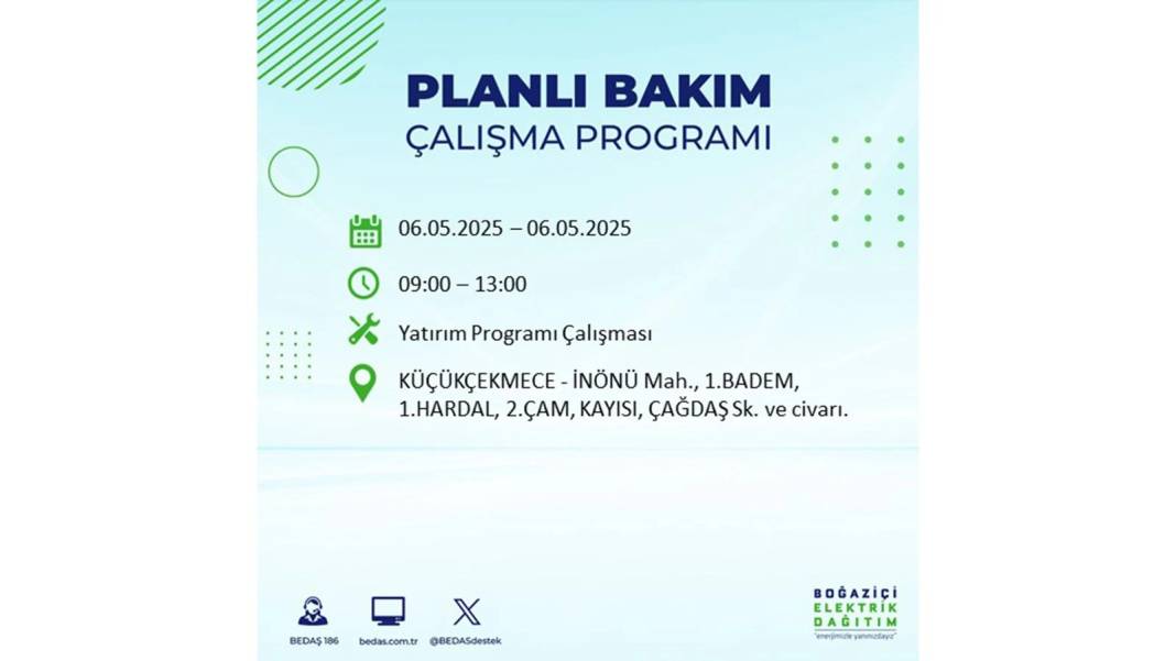 KARANLIĞA GÖMÜLECEKLER: 6 Mayıs Salı İstanbul elektrik kesintisi. BEDAŞ o ilçeleri teker teker uyardı 106